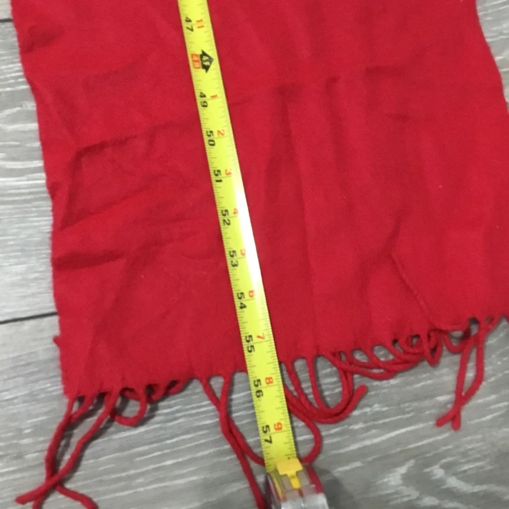 Wilsons The Leather Experts Faux Cashmere Fringe Scarf Red Made in Italy
